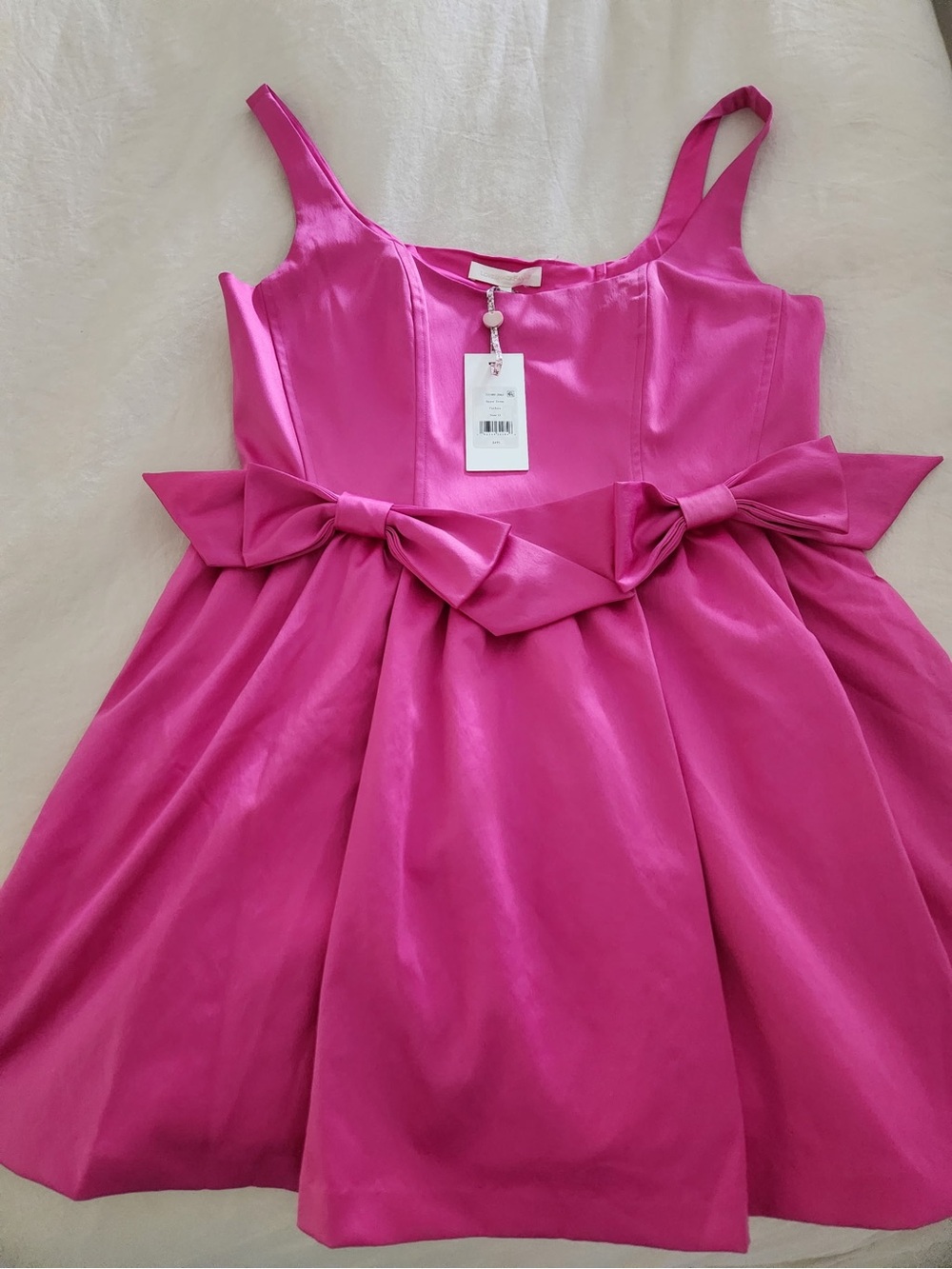 Fuchsia Bow-Accent Party Dress